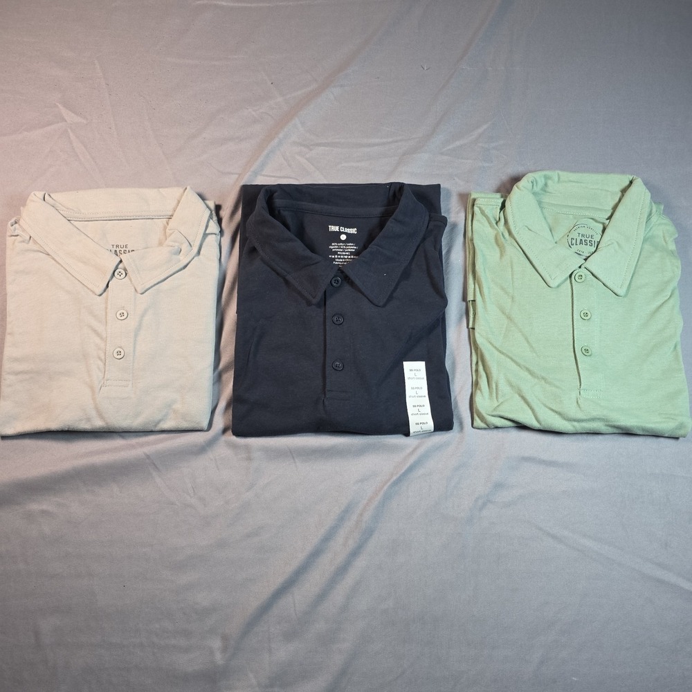 True Classic Polo (3 pack) large L Pale Gray, Navy, Pale Green